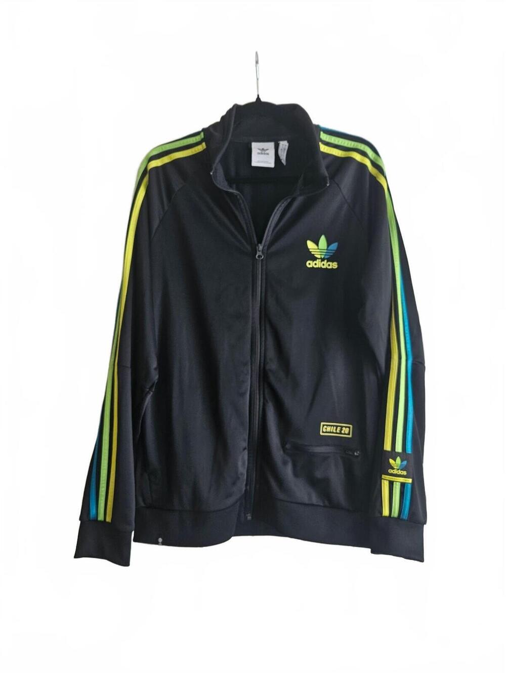 Adidas Originals Chile 20 Holographic Black Track Jacket, Size L CyberY2K Vibe
